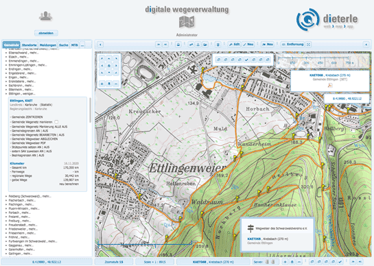 Digitale Wegeverwaltung, Gemeindeselektion