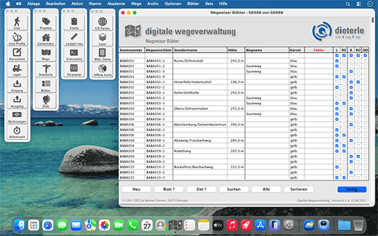 Digitale Wegeverwaltung, Liste aller Standortblätter