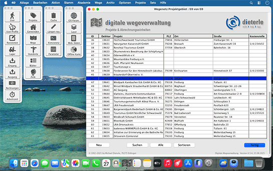 Digitale Wegeverwaltung, Projektliste